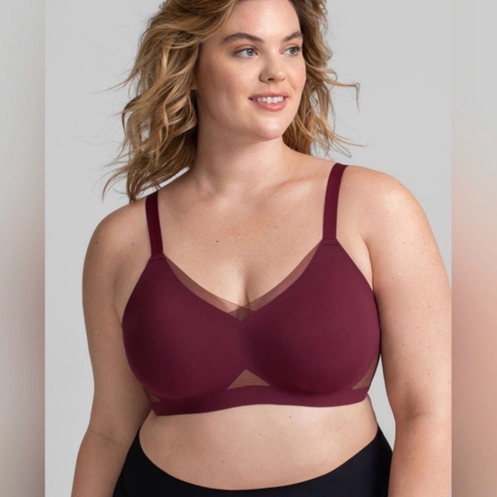 Honeylove CrossOver Wireless Bra โ Deep Wine Sculpting Support 3X